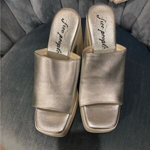 Free People Zoe Platform Metallic Silver